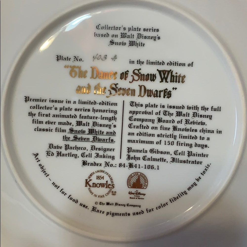 PLATE #1 Knowles The Dance Of Snow White & Seven Dwarf’s Collectible Plate - Picture 3 of 8